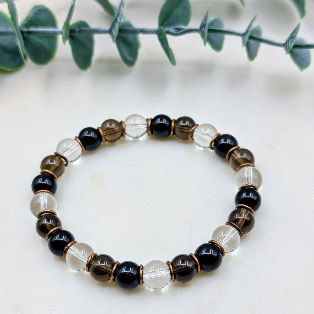 edelsteen armband met koper