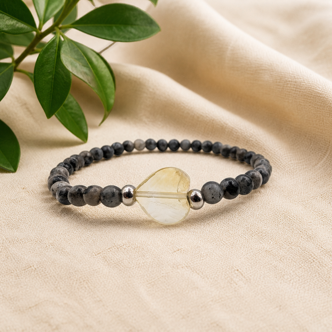 edelstenen com,binatie armband citrien en larvikiet